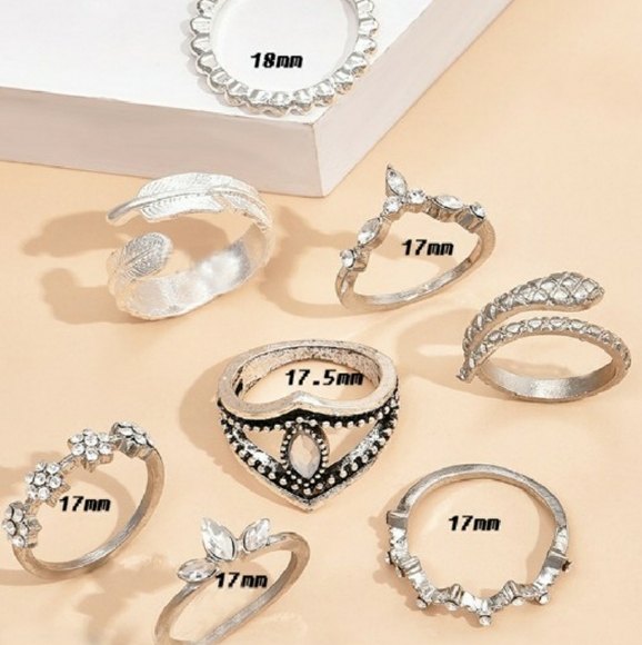 Last 1☆ 8pcs Bohemian Vintage Geometry Rhinestone Women Rings - Picture 2 of 3